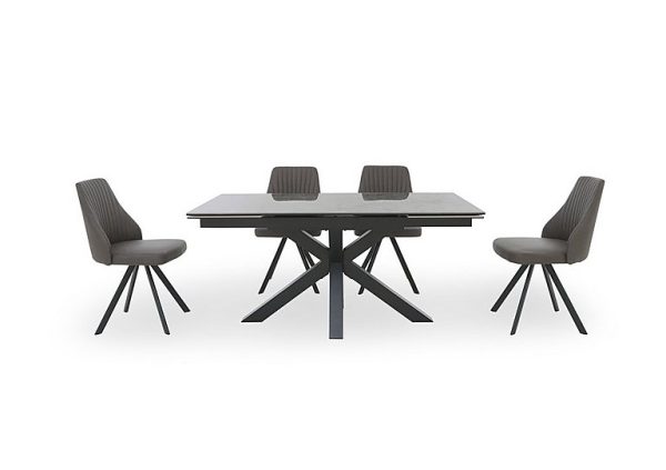 Vida Grey Extending Dining Table and 4 Swivel Chairs  Dark Grey | Bed Sava