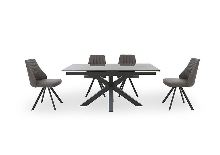 Vida Grey Extending Dining Table and 4 Swivel Chairs - Dark Grey