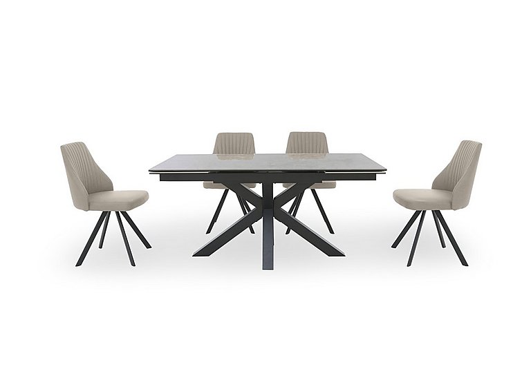 Vida Grey Extending Dining Table and 4 Swivel Chairs - Light Grey