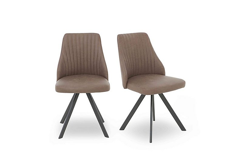 Vida Pair of Swivel Dining Chairs - Brown