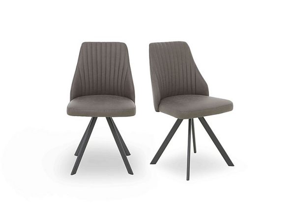 Vida Pair of Swivel Dining Chairs  Dark Grey | Bed Sava