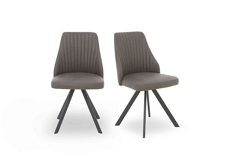 Vida Pair of Swivel Dining Chairs - Dark Grey