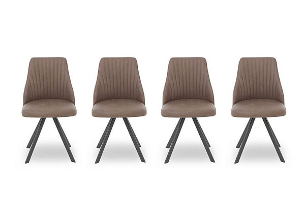 Vida Set of 4 Swivel Dining Chairs  Brown | Bed Sava