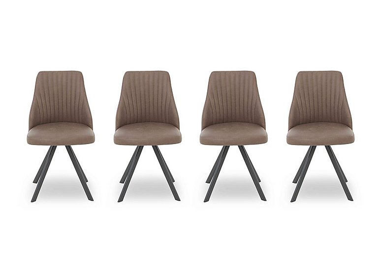 Vida Set of 4 Swivel Dining Chairs - Brown