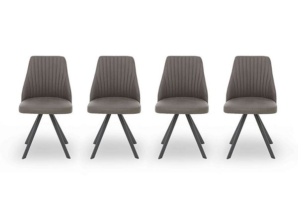 Vida Set of 4 Swivel Dining Chairs  Dark Grey | Bed Sava
