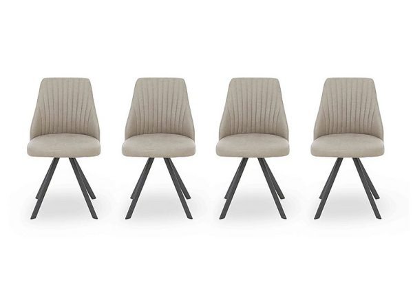 Vida Set of 4 Swivel Dining Chairs  Light Grey | Bed Sava