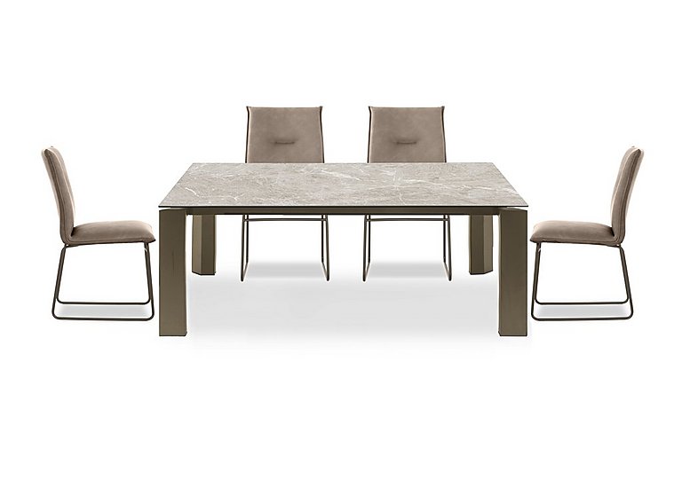 Connubia  Viola 180cm Large Extending Dining Table with Arenaria Ceramic Top and Lava Metal Legs and 4 Maya Chairs  Desert | Bed Sava