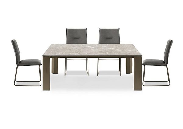Connubia  Viola 180cm Large Extending Dining Table with Arenaria Ceramic Top and Lava Metal Legs and 4 Maya Chairs | Bed Sava