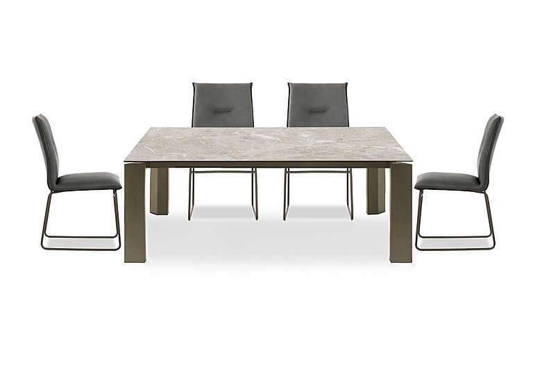 Connubia  Viola 180cm Large Extending Dining Table with Arenaria Ceramic Top and Lava Metal Legs and 4 Maya Chairs | Bed Sava