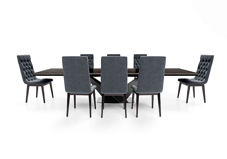 Vita Extending Dining Table and 8 Button Back Chairs - 260-cm - Miraglio Charcoal