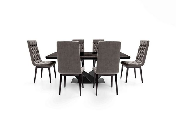Vita Extending Dining Table and 6 Button Back Chairs  260 cm  Miraglio Granite | Bed Sava
