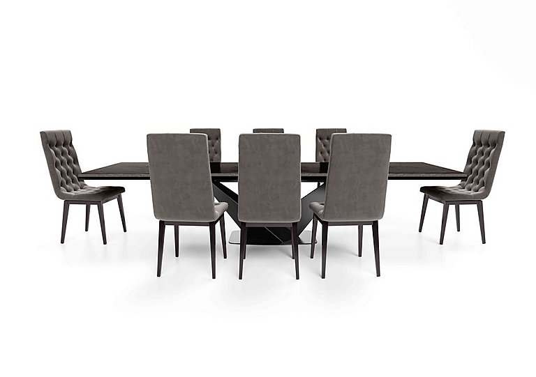 Vita Extending Dining Table and 8 Button Back Chairs - 260-cm - Miraglio Granite