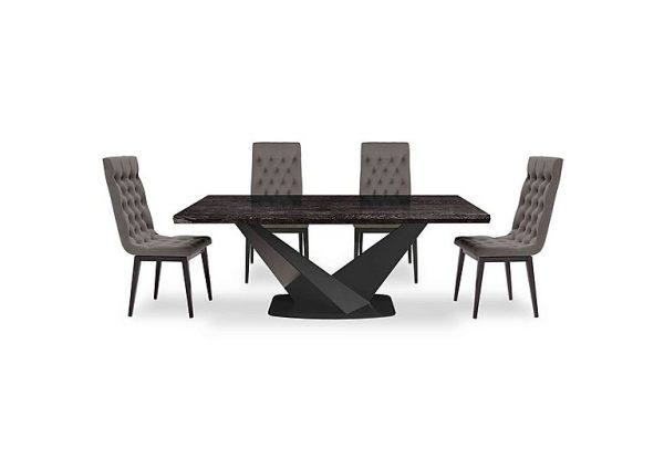 Vita Extending Dining Table and 4 Button Back Chairs  260 cm  Miraglio Granite | Bed Sava