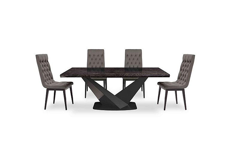 Vita Extending Dining Table and 4 Button Back Chairs - 260-cm - Miraglio Granite