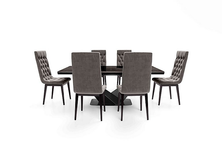 Vita Extending Dining Table and 6 Button Back Chairs - 300-cm - Miraglio Granite