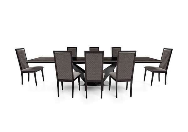 Vita Extending Dining Table and 8 Wooden Chairs with Patterned Upholstered Backs  300 cm  Miraglio Granite | Bed Sava