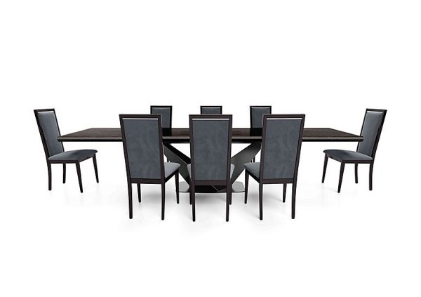 Vita Extending Dining Table and 8 Wooden Chairs with Plain Upholstered Backs  260 cm  Miraglio Charcoal | Bed Sava