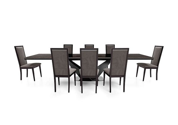 Vita Extending Dining Table and 8 Wooden Chairs with Plain Upholstered Backs  260 cm  Miraglio Granite | Bed Sava