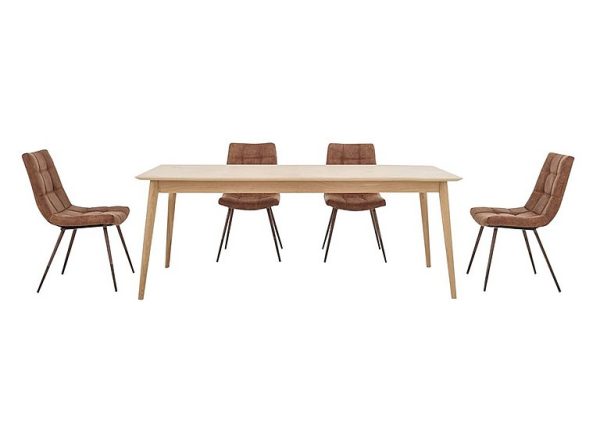 Walker Fixed Dining Table and 4 Chairs  Brown | Bed Sava