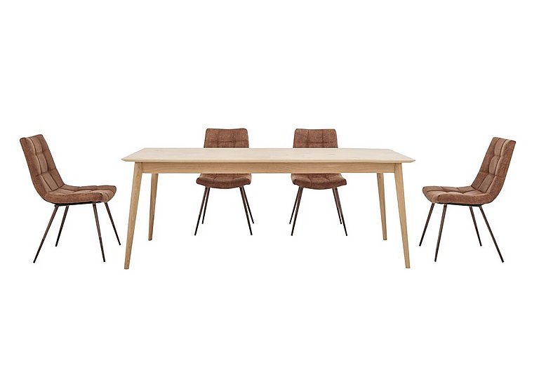 Walker Fixed Dining Table and 4 Chairs - Brown