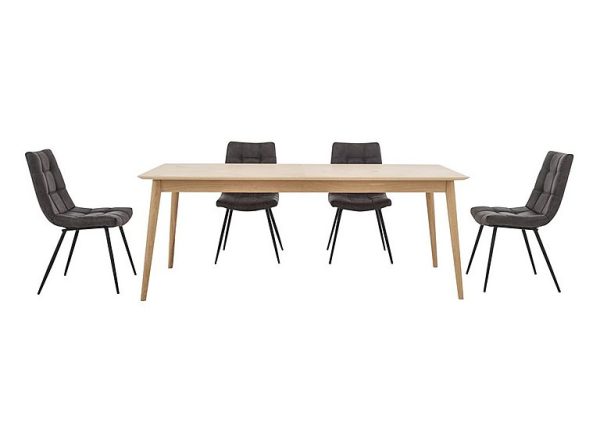 Walker Fixed Dining Table and 4 Chairs  Grey | Bed Sava