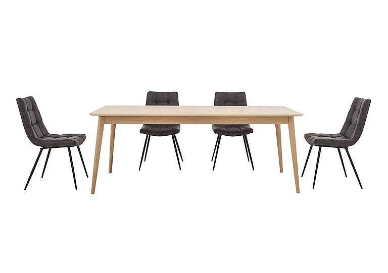 Walker Fixed Dining Table and 4 Chairs - Grey