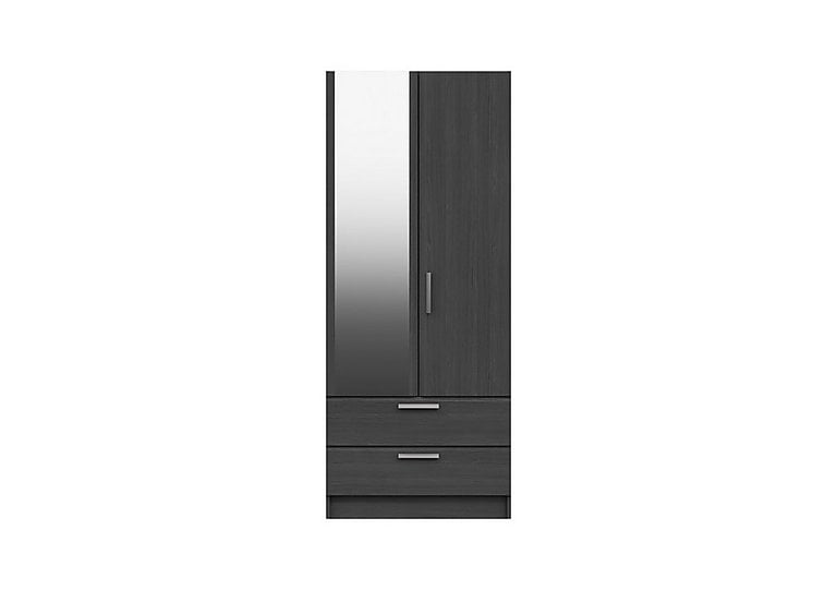 London Bedrooms Waterloo  2 Door 2 Drawer Wardrobe with Mirror  Graphite | Bed Sava