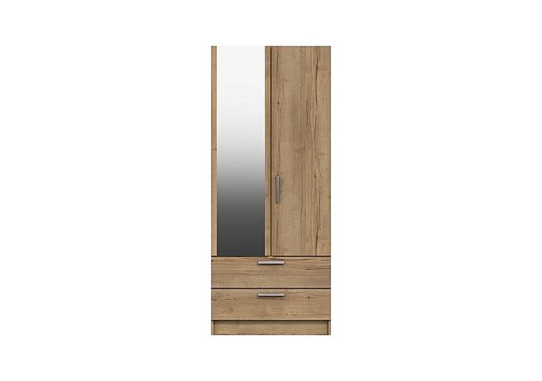 London Bedrooms Waterloo  2 Door 2 Drawer Wardrobe with Mirror  Natural Rustic Oak | Bed Sava