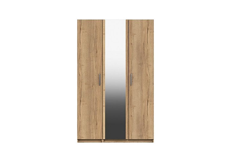 London Bedrooms Waterloo  3 Door Wardrobe with Mirror  Natural Rustic Oak | Bed Sava