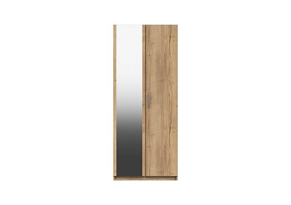 London Bedrooms Waterloo  2 Door Wardrobe with Mirror  Natural Rustic Oak | Bed Sava