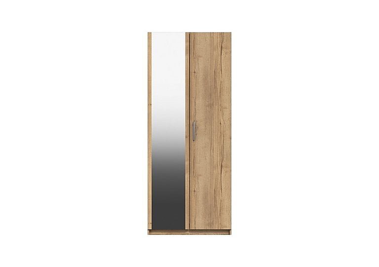 London Bedrooms Waterloo  2 Door Wardrobe with Mirror  Natural Rustic Oak | Bed Sava