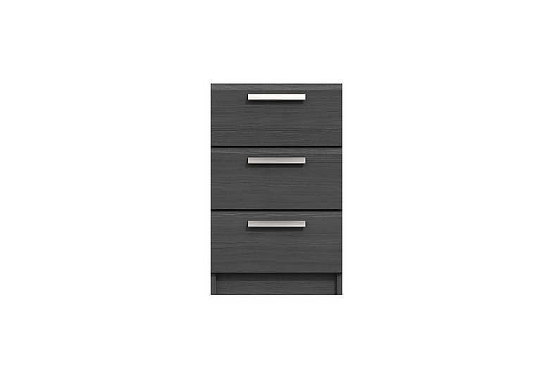 London Bedrooms Waterloo - 3 Drawer Bedside Cabinet - Graphite