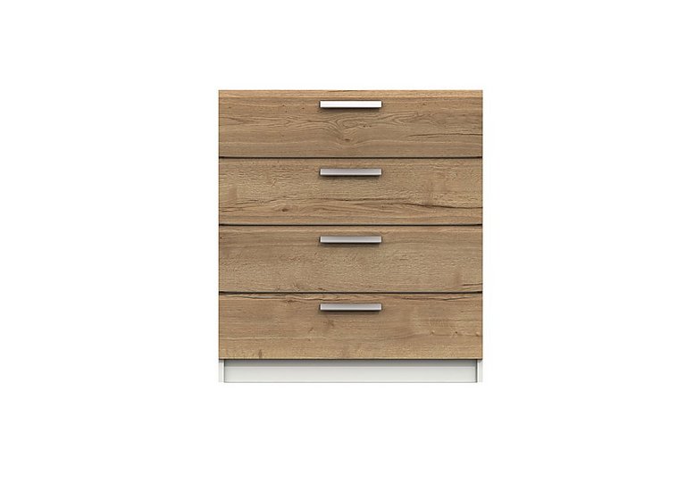 London Bedrooms Waterloo - 4 Drawer Chest - White and Natural Rustic Oak