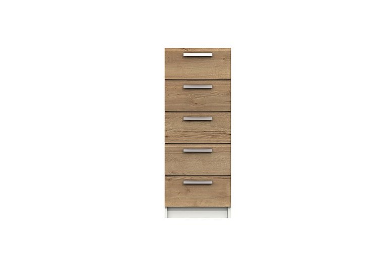 London Bedrooms Waterloo - 5 Drawer Tall Chest - White and Natural Rustic Oak