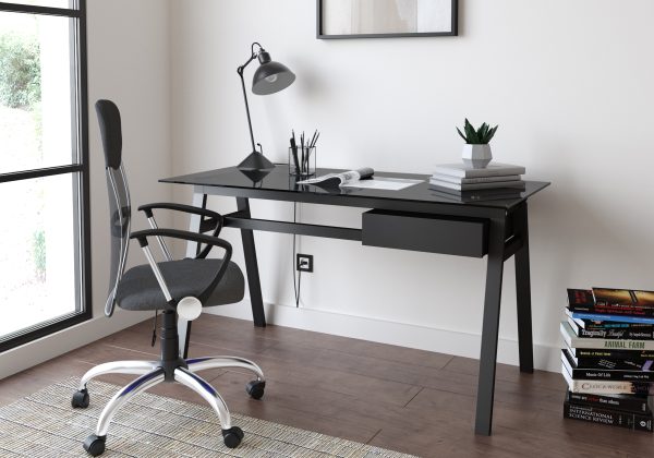Alphason Richmond Glass Desk Black | Bed Sava