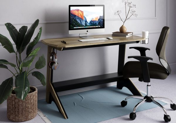 Alphason Jersey Black and Oak Finish Desk With Holders | Bed Sava