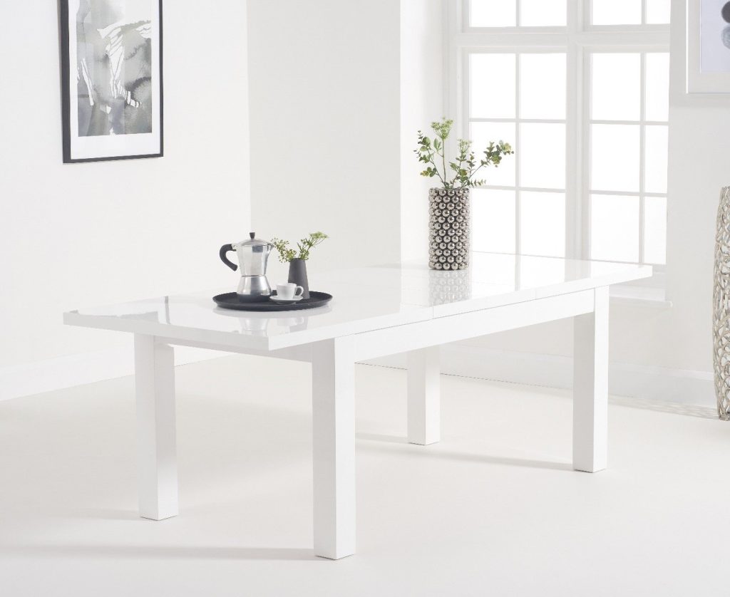 Extending Seattle 160cm White High Gloss Dining Table