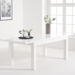 Extending Seattle 160cm White High Gloss Dining Table | Bed Sava