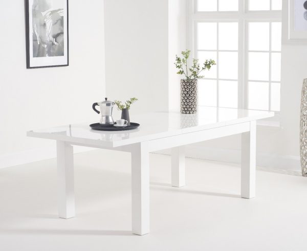 Extending Seattle 160cm White High Gloss Dining Table | Bed Sava