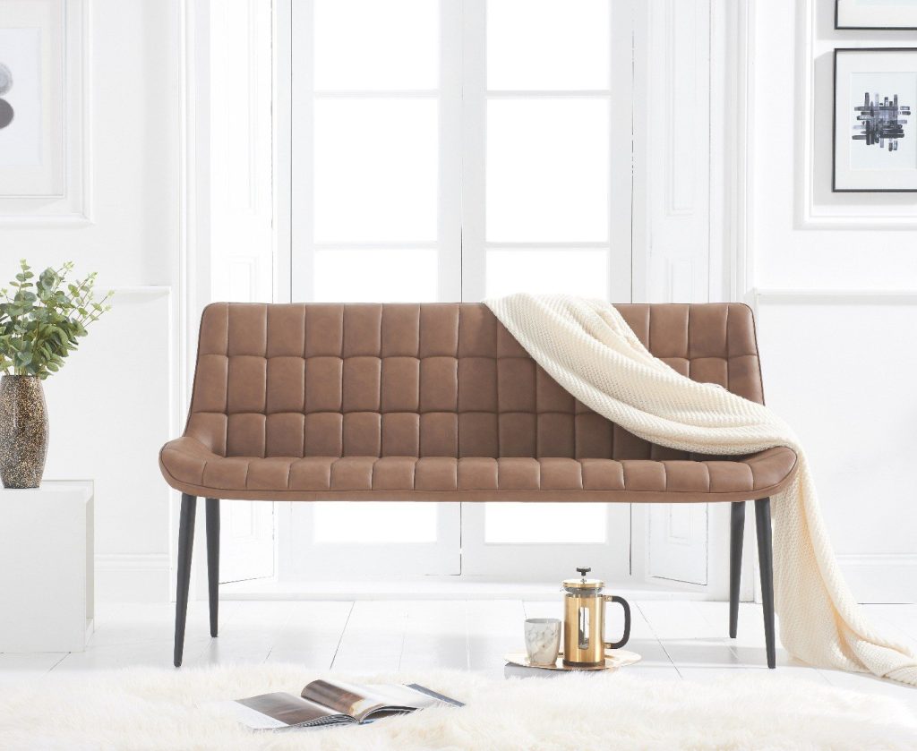 Larson Brown Faux Leather Bench