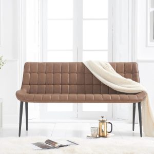 Larson Brown Faux Leather Bench | Bed Sava