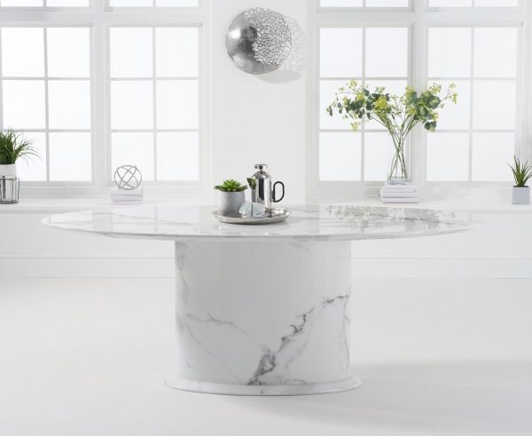 Colby 200cm White Oval Marble Dining Table | Bed Sava