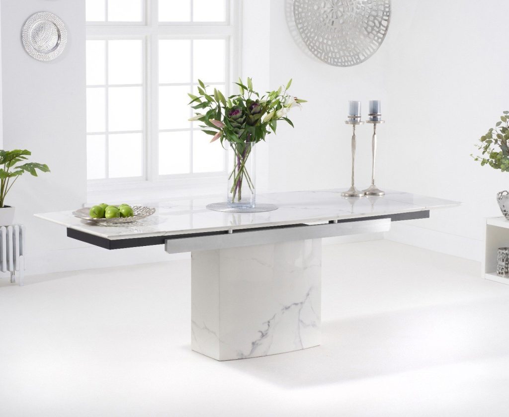 Extending Savona 160cm White Ceramic Dining Table