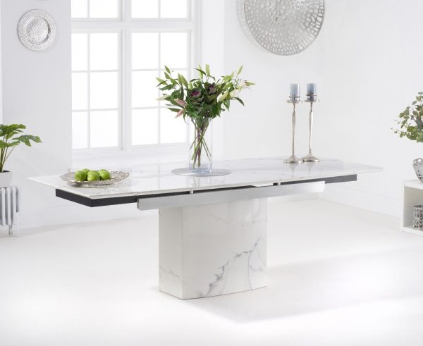 Extending Savona 160cm White Ceramic Dining Table | Bed Sava