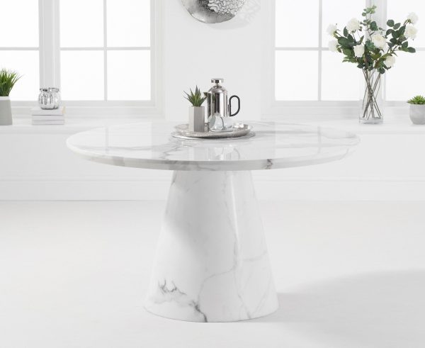 Ravello 130cm Round White Marble Dining Table | Bed Sava