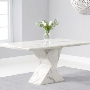 Aaron 160cm Marble White Dining Table | Bed Sava