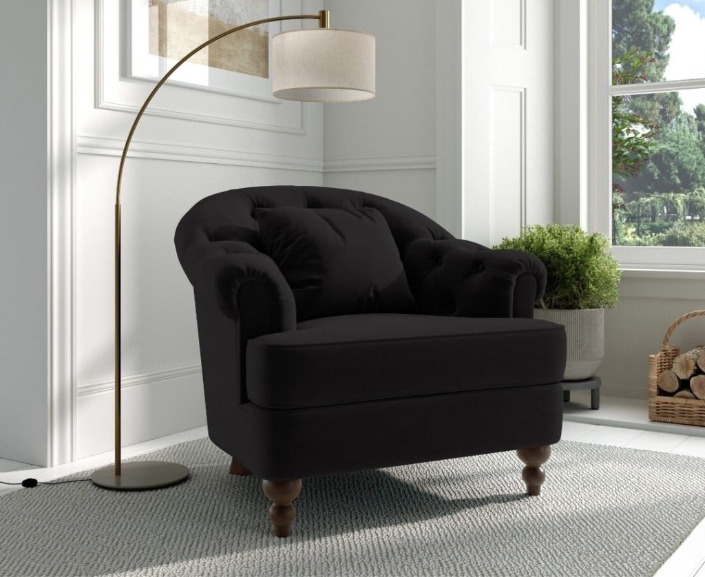 Richmond Black Velvet Accent Chair