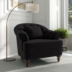 Richmond Black Velvet Accent Chair | Bed Sava