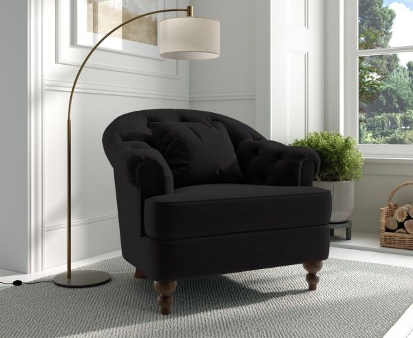 Richmond Black Velvet Accent Chair | Bed Sava