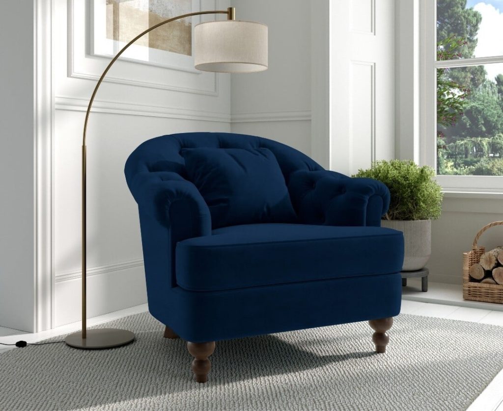 Richmond Blue Velvet Accent Chair